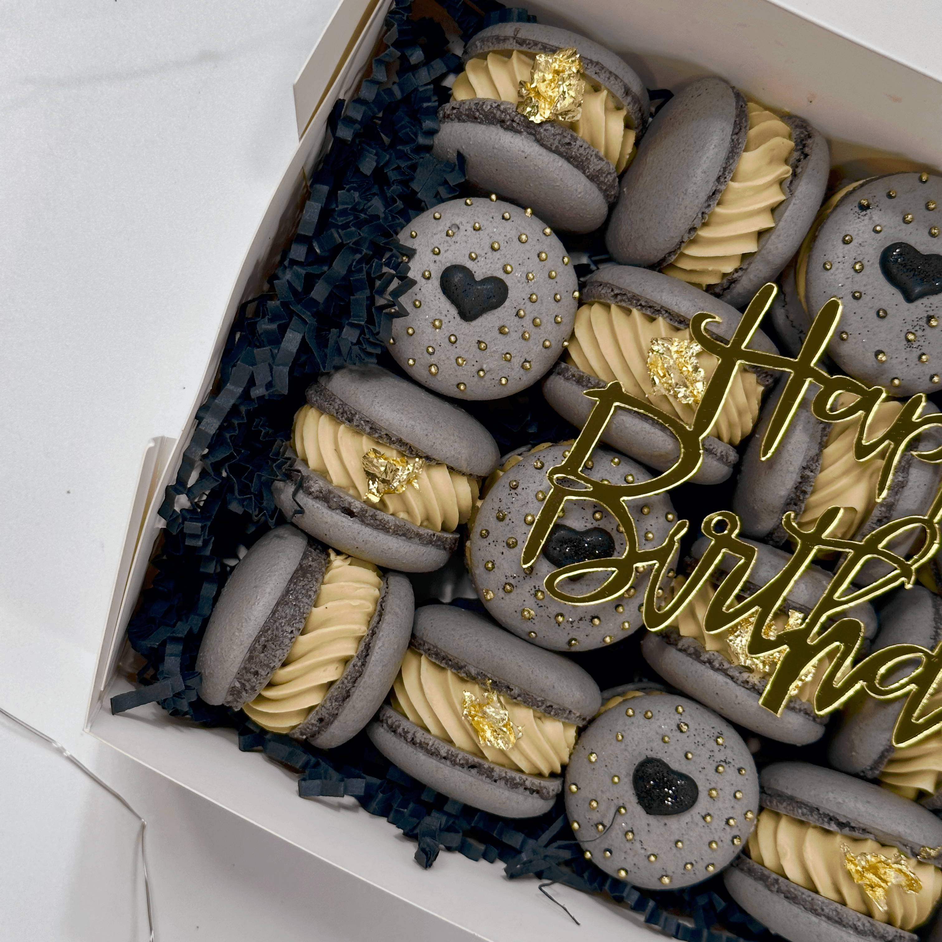 Golden Glamour Luxurious gold-dusted macarons